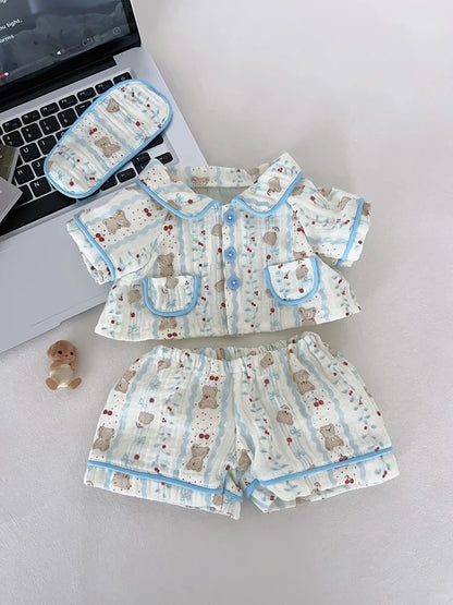 Bartholomew Bear Junior clothes outfits - Blue Trim Cherry Pajama