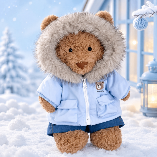 Bartholomew bear cute clothes outfits - Blue Hooded Puffer Jacket