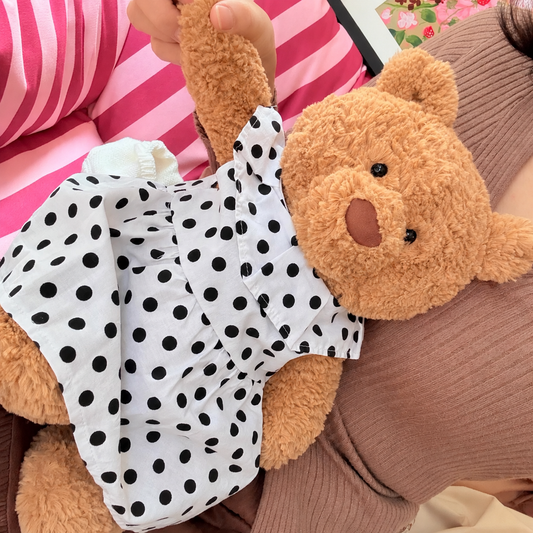 Polka Dot Dress for Bartholomew Bear Plush – 14-Inch Outfit