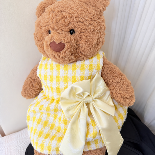 Yellow Tweed Dress for Bartholomew Bear Plush – 14-Inch Outfit
