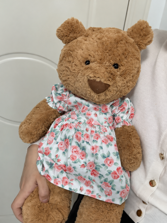 Pink Rose Dress for Bartholomew Bear Plush – 14-Inch Outfit