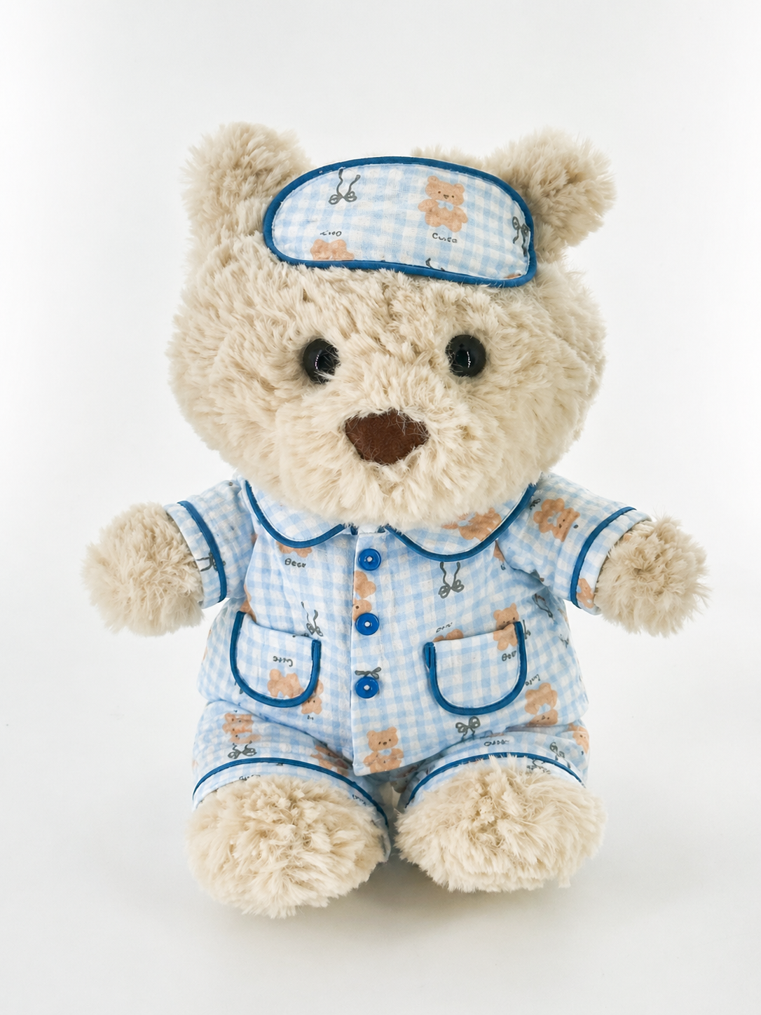 Bartholomew Bear Tiny/Junior clothes outfits - Blue Plaid Bear Dream Pajama