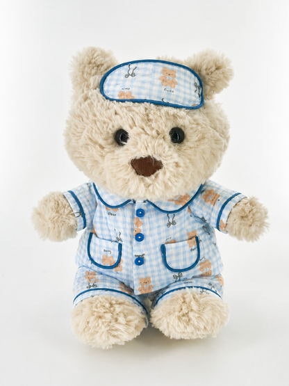 Bartholomew Bear Tiny/Junior clothes outfits - Blue Plaid Bear Dream Pajama