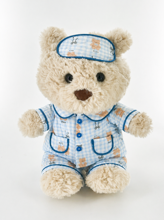 Bartholomew Bear Tiny/Junior clothes outfits - Blue Plaid Bear Dream Pajama