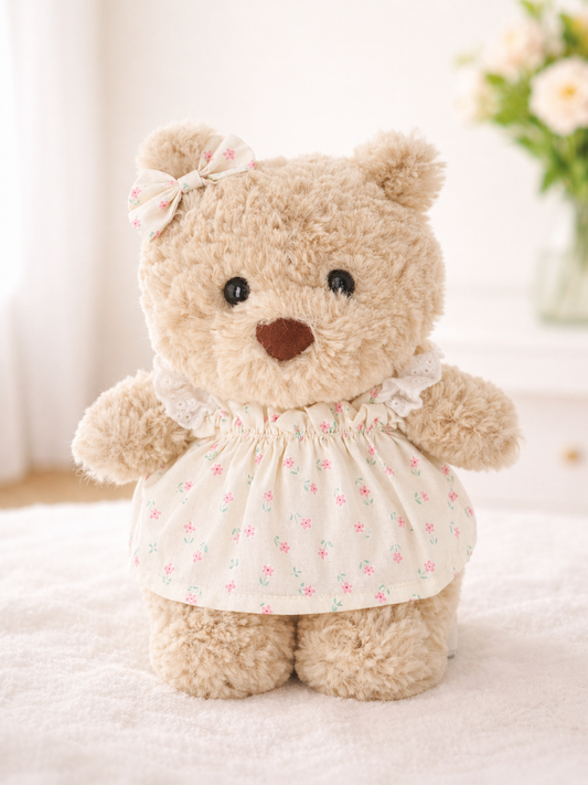 Bartholomew Bear Junior cute clothes outfits - Yellow Floral Flutter Sleeve Dress