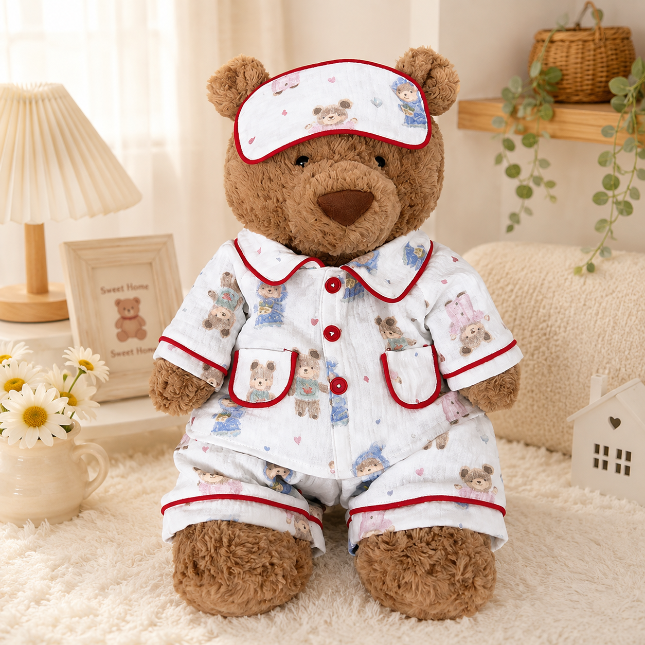 Bartholomew bear cute clothes outfits - Cream Heart Bear Loungewear Set
