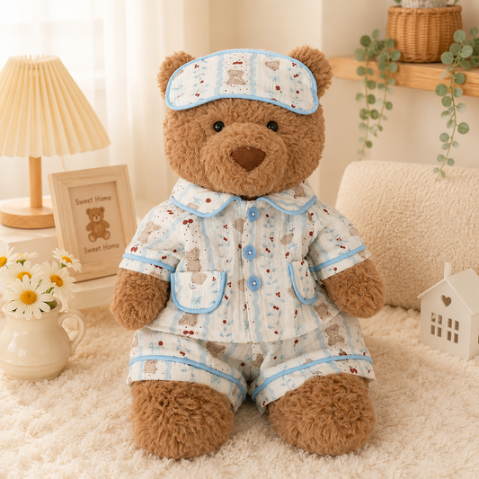 Bartholomew bear cute clothes outfits - Blue Trim Cherry Loungewear Set