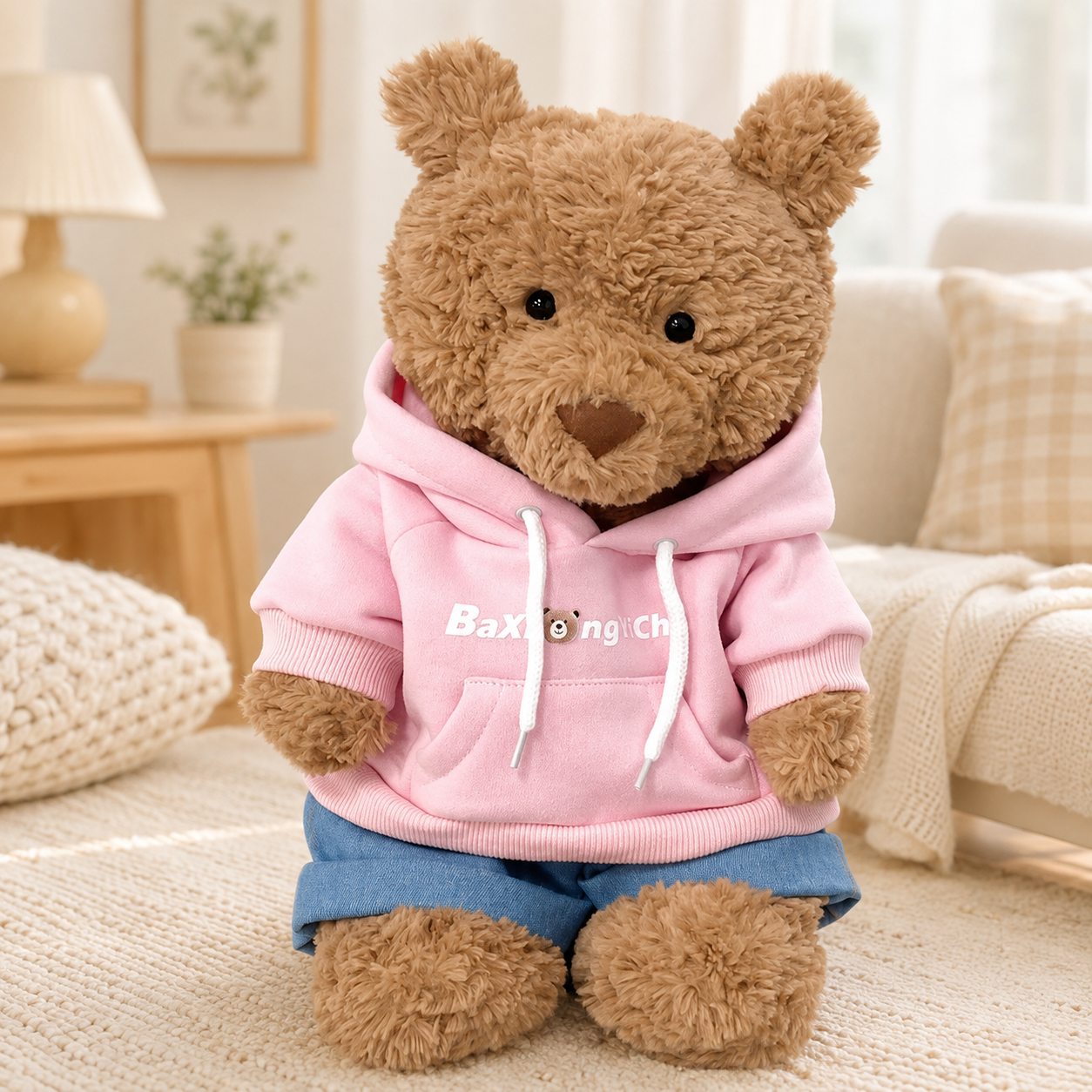 Bartholomew bear cute clothes outfits - Pink Sweatshirt & Denim Jeans Set
