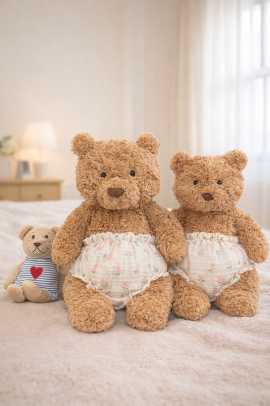 Niedliche, maßgeschneiderte Kleidung von Bartholomew Bear – Tulpenwindeln – FX08 (Klein/Mittel)