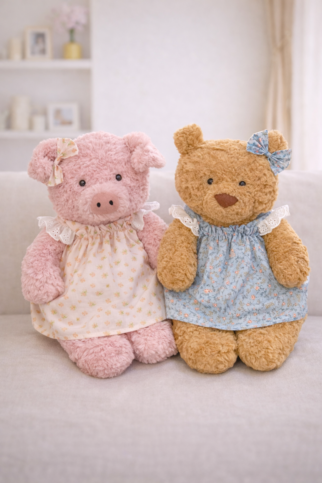Bartholomew bear cute custom clothes outfits - Blue/Pink Flutter Sleeve Dress