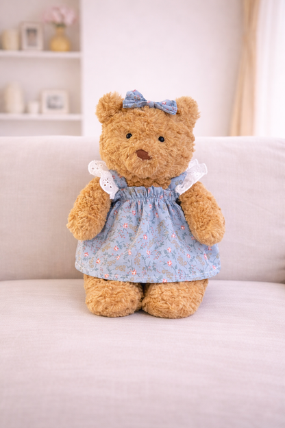 Bartholomew bear cute custom clothes outfits - Blue/Pink Flutter Sleeve Dress