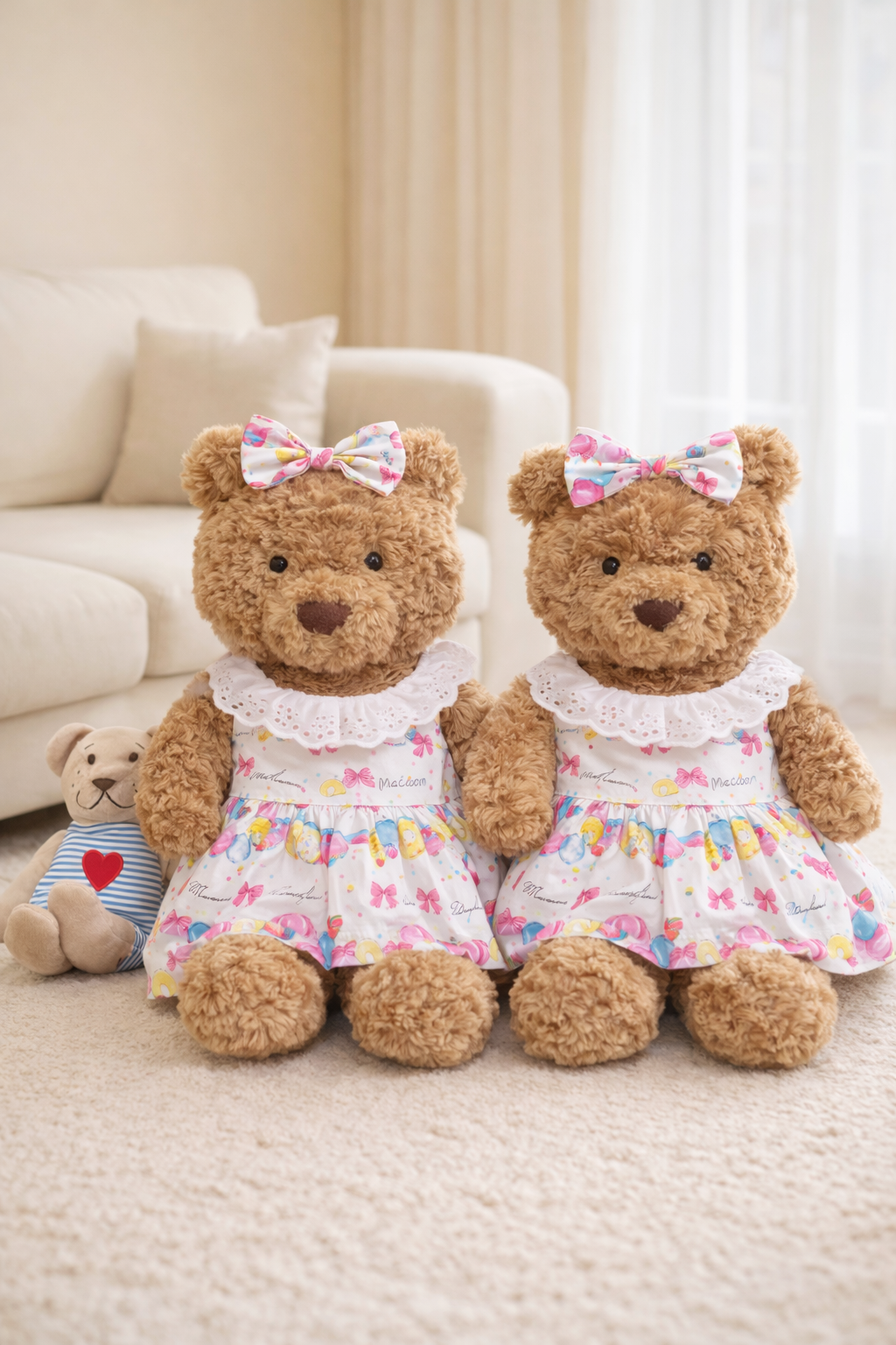 Niedliche, maßgeschneiderte Kleidung von Bartholomew Bär – buntes Donut-Kleid – FX22 (Klein/Mittel/Groß/Riesig)