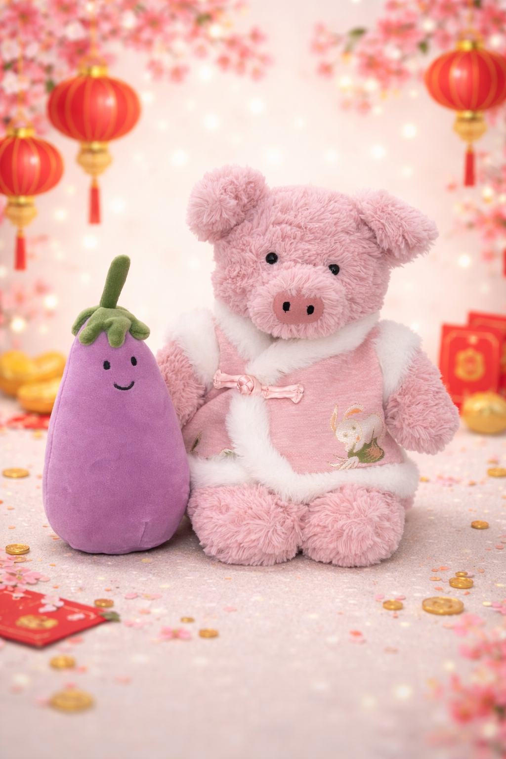 Bartholomew bear cute clothes outfits - Pink Chinese traditional style vest