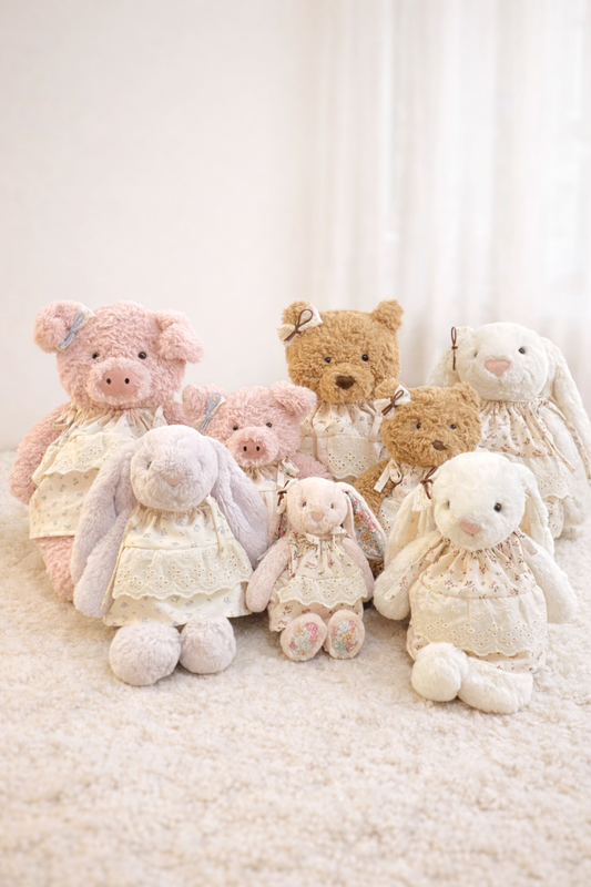 Bartholomew bear clothes outfits - Blue/Pink Floral Dress