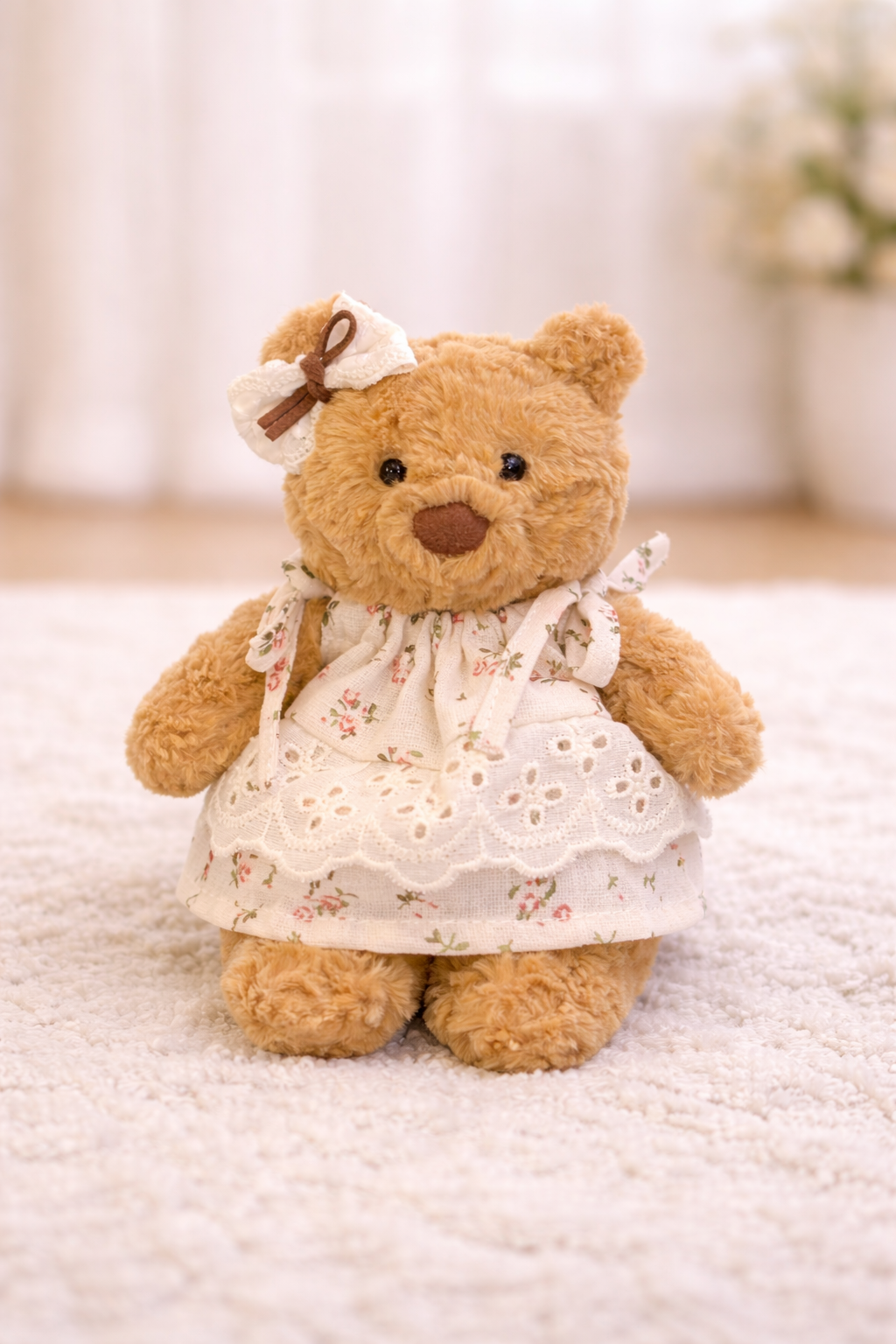 Bartholomew bear clothes outfits - Blue/Pink Floral Dress