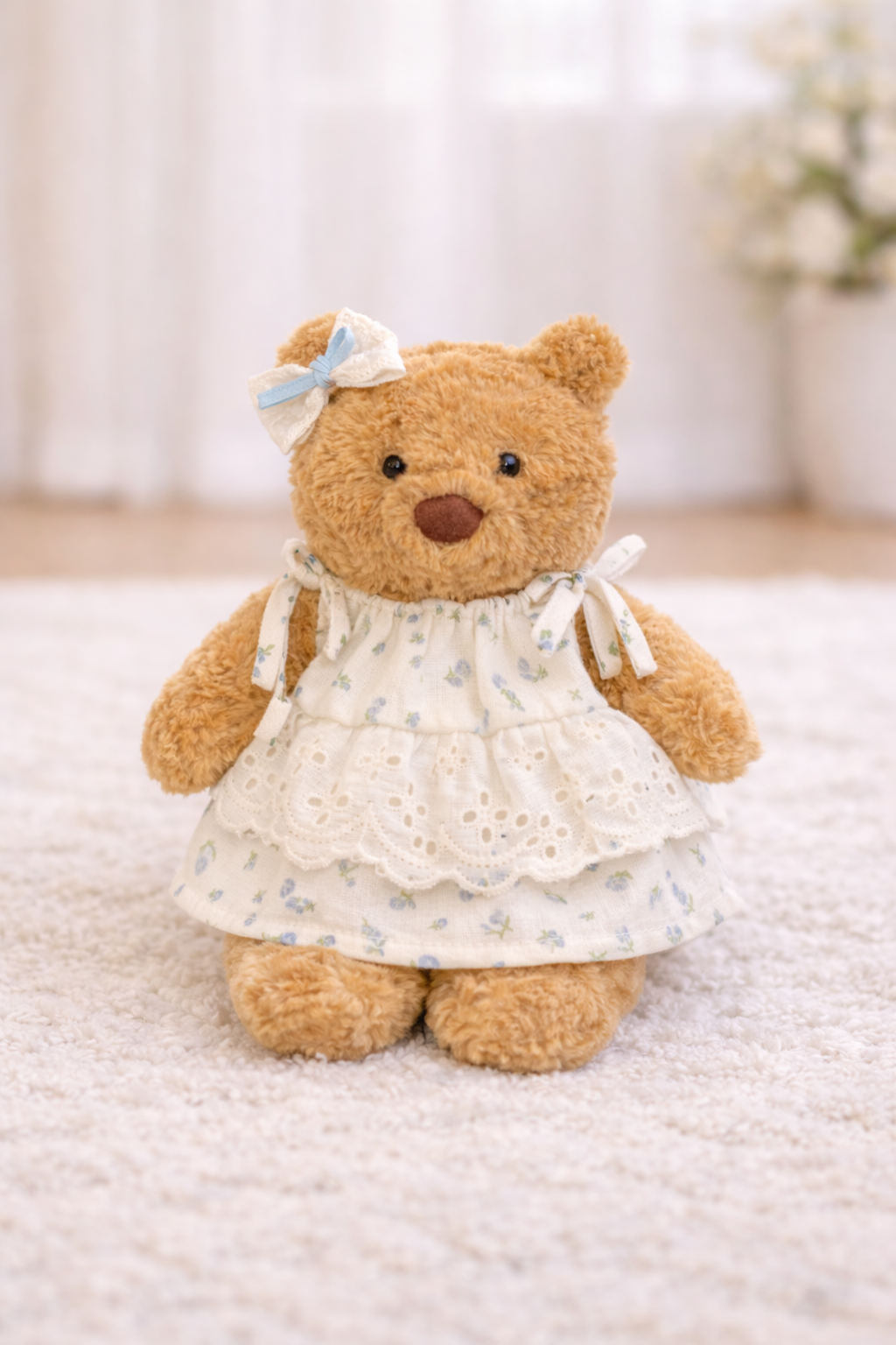 Bartholomew bear clothes outfits - Blue/Pink Floral Dress