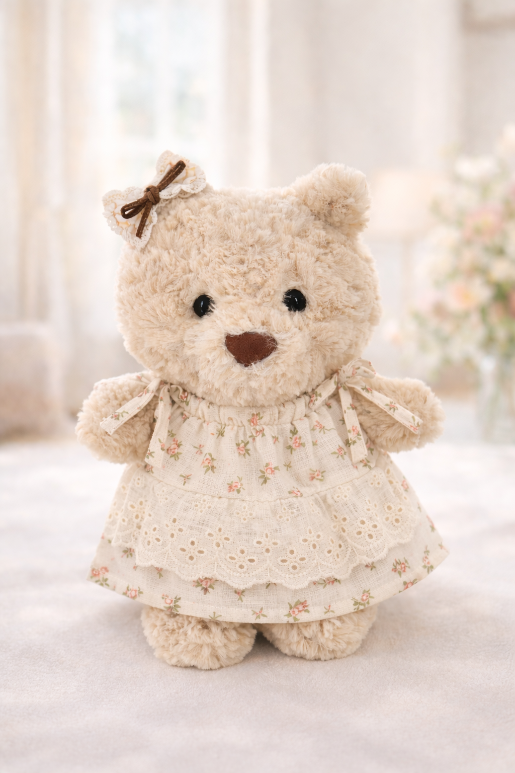 Bartholomew bear clothes outfits - Blue/Pink Floral Dress