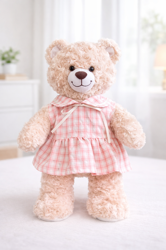 Build-A-Bear Standard plush clothing outfits - Pink Plaid Dress