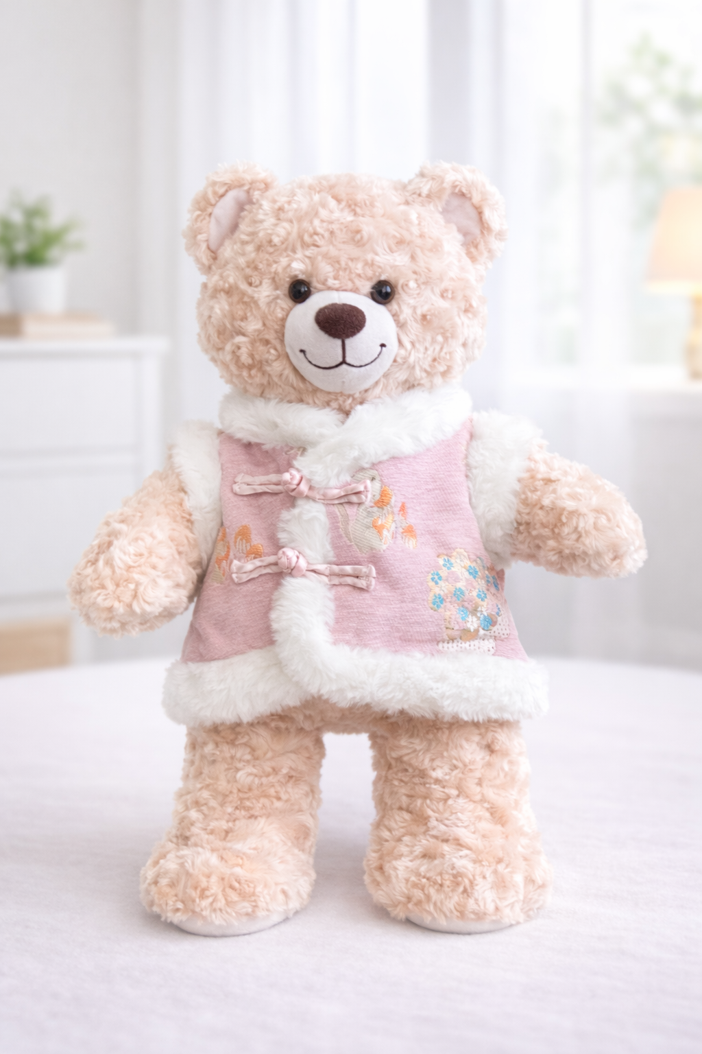 Build-A-Bear Standard plush clothing outfits - Pink Chinese traditional style vest