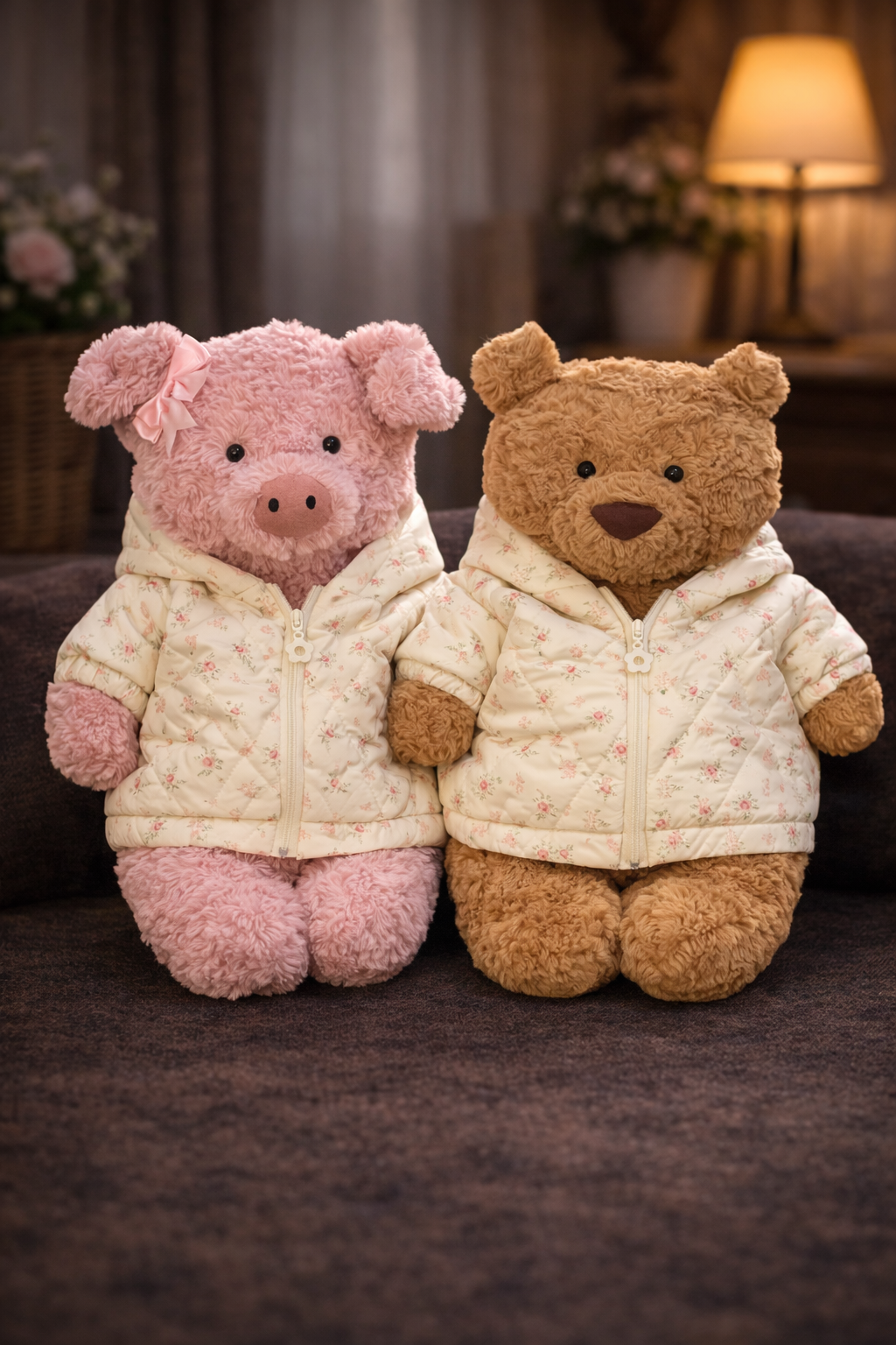 Bartholomew bear cute clothes outfits - Floral puffer jacket