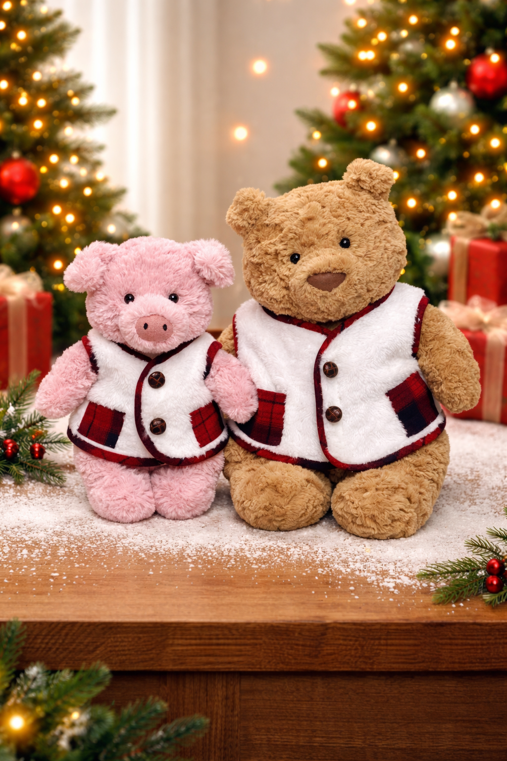 Bartholomew bear cute clothes outfits - Christmas Red Fleece-Lined Vest
