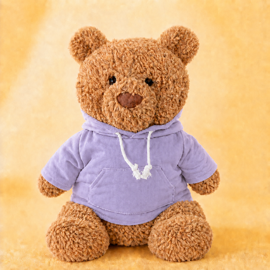 Large Bartholomew Bear & 16" Plush Clothes Outfit - Lavender Hoodie