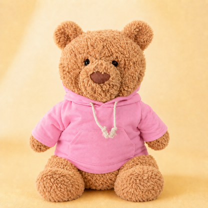 Large Bartholomew Bear & 16" Plush Clothes Outfit - Deep Pink Hoodie