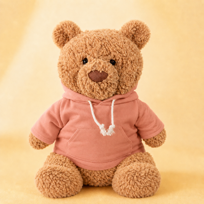 Soft Pink Hoodie for Bartholomew Bear Plush – 14-Inch Outfit