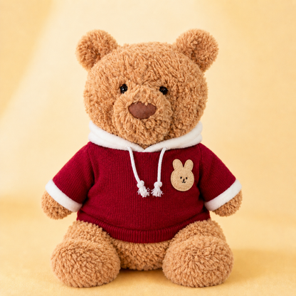 Red Knit Hoodie for Bartholomew Bear Plush – 14-Inch Outfit