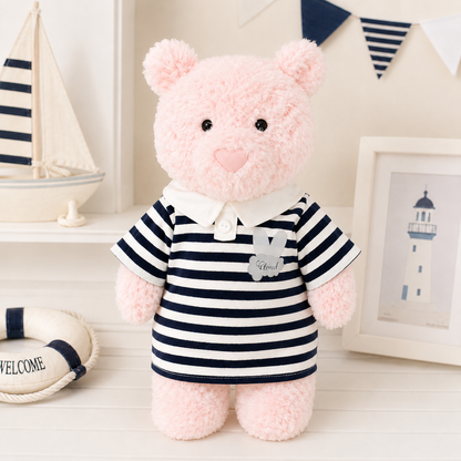 Striped Polo Dress for Bartholomew Bear Plush – 14-Inch Outfit