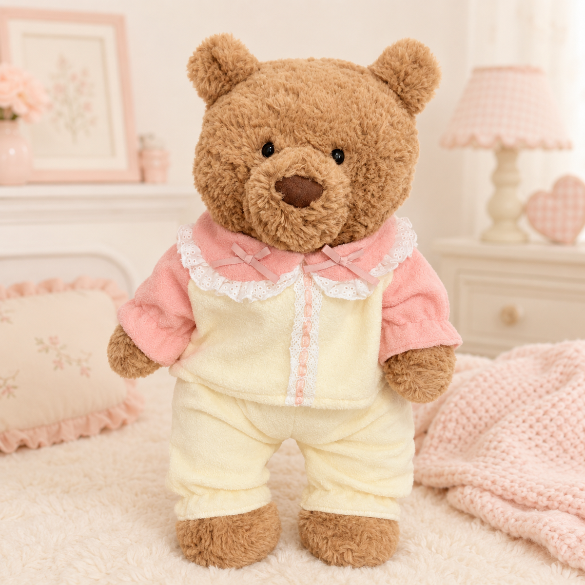 Yellow & Pink Colorblock Pajama Set for Bartholomew Bear Plush – 14-Inch Outfit