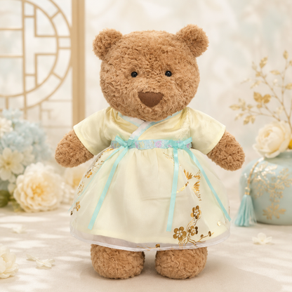 Yellow Chinese Hanfu Outfit for Bartholomew Bear Plush – 14-Inch Outfit