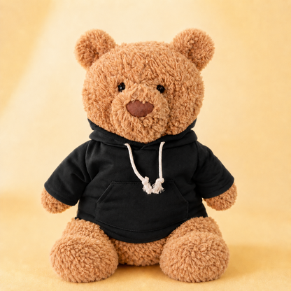 Large Bartholomew Bear & 16" Plush Clothes Outfit - Black Hoodie