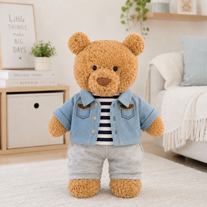 Men's Denim 3-Piece Outfit Set for Bartholomew Bear Plush – 14-Inch Outfit
