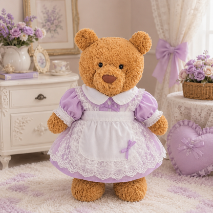 Purple Bow Puffy Tulle Dress for Bartholomew Bear Plush – 14-Inch Outfit