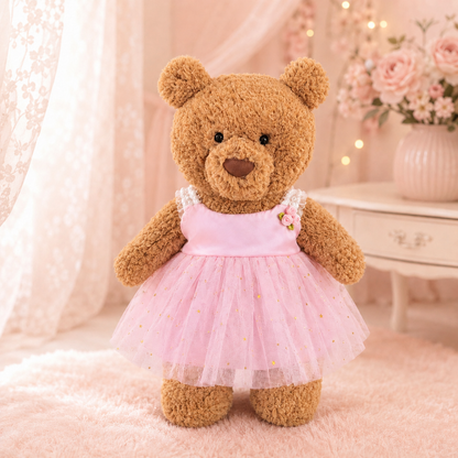 Pink Star Tulle Dress for Bartholomew Bear Plush – 14-Inch Outfit