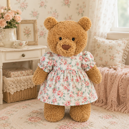 Pink Rose Dress for Bartholomew Bear Plush – 14-Inch Outfit