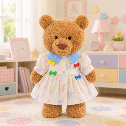 Rainbow Bow Princess Dress for Bartholomew Bear Plush – 14-Inch Outfit