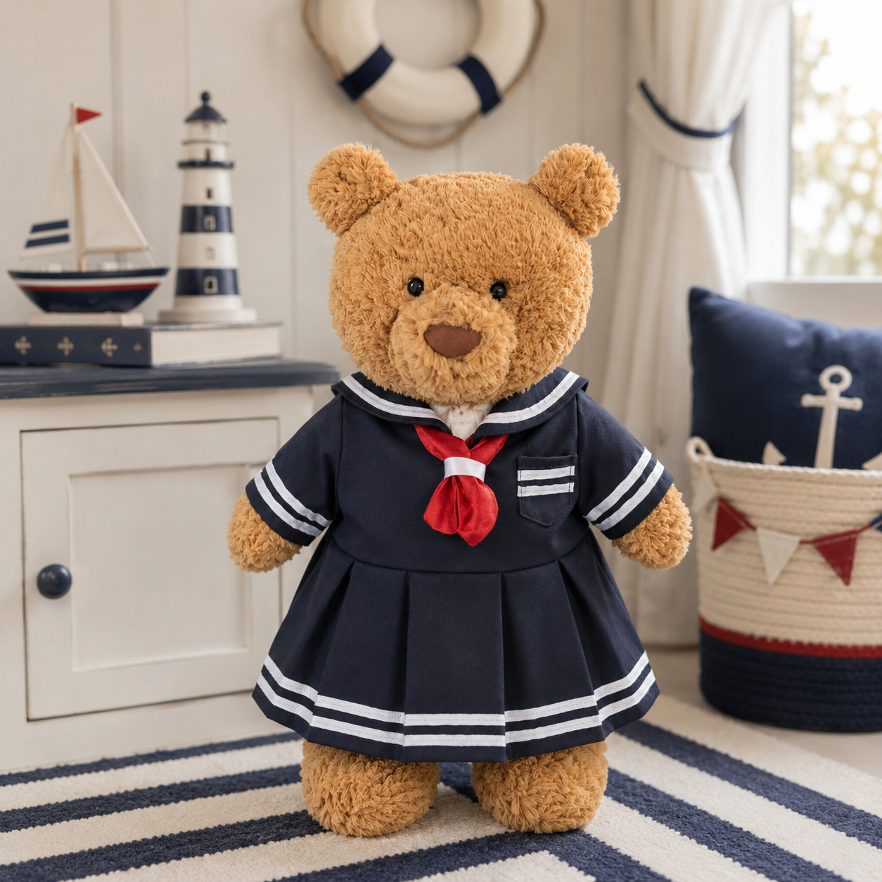 Large Bartholomew Bear & 16" Plush Clothes Outfit - Sailor Dress