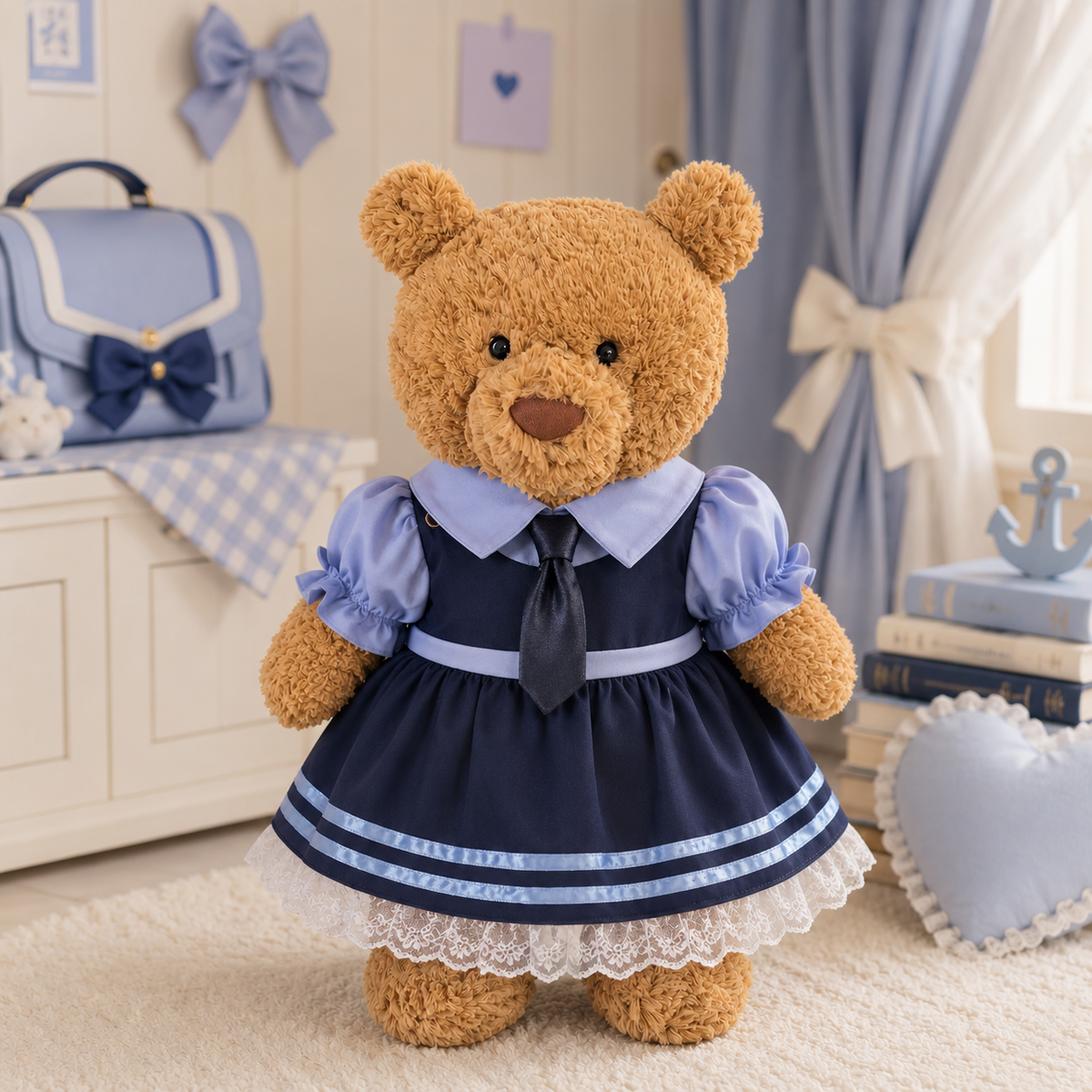 Bunny Officer Puffy Dress for Bartholomew Bear Plush – 14-Inch Outfit
