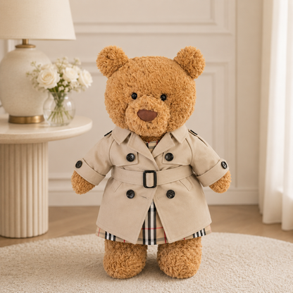 Large Bartholomew Bear & 16" Plush Clothes Outfit - Khaki Trench Coat