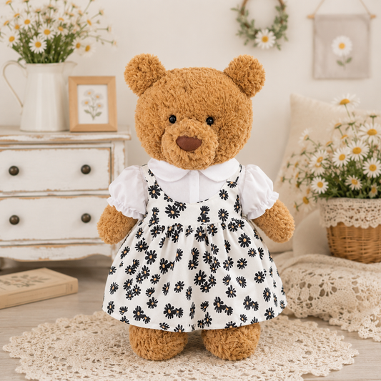 Large Bartholomew Bear & 16" Plush Clothes Outfit - Floral Princess Dress