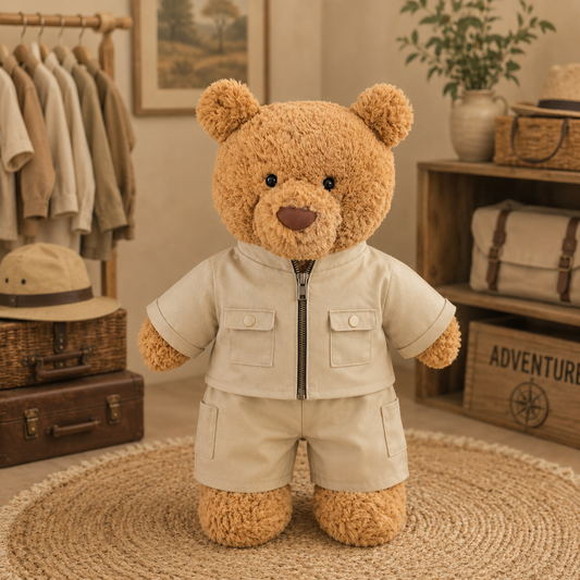 Large Bartholomew Bear & 16" Plush Clothes Outfit - Khaki Utility Outfit