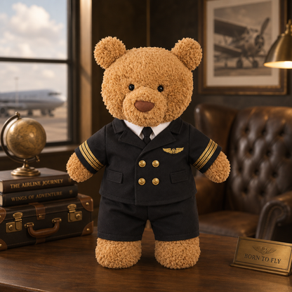 Large Bartholomew Bear & 16" Plush Clothes Outfit - Captain Pilot 3-Piece Outfit Set