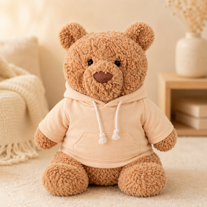 Apricot Hoodie for Bartholomew Bear Plush – 14-Inch Outfit