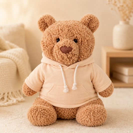 Large Bartholomew Bear & 16" Plush Clothes Outfit - Apricot Hoodie