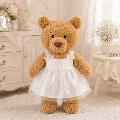 White Tulle Dress for Bartholomew Bear Plush – 14-Inch Outfit