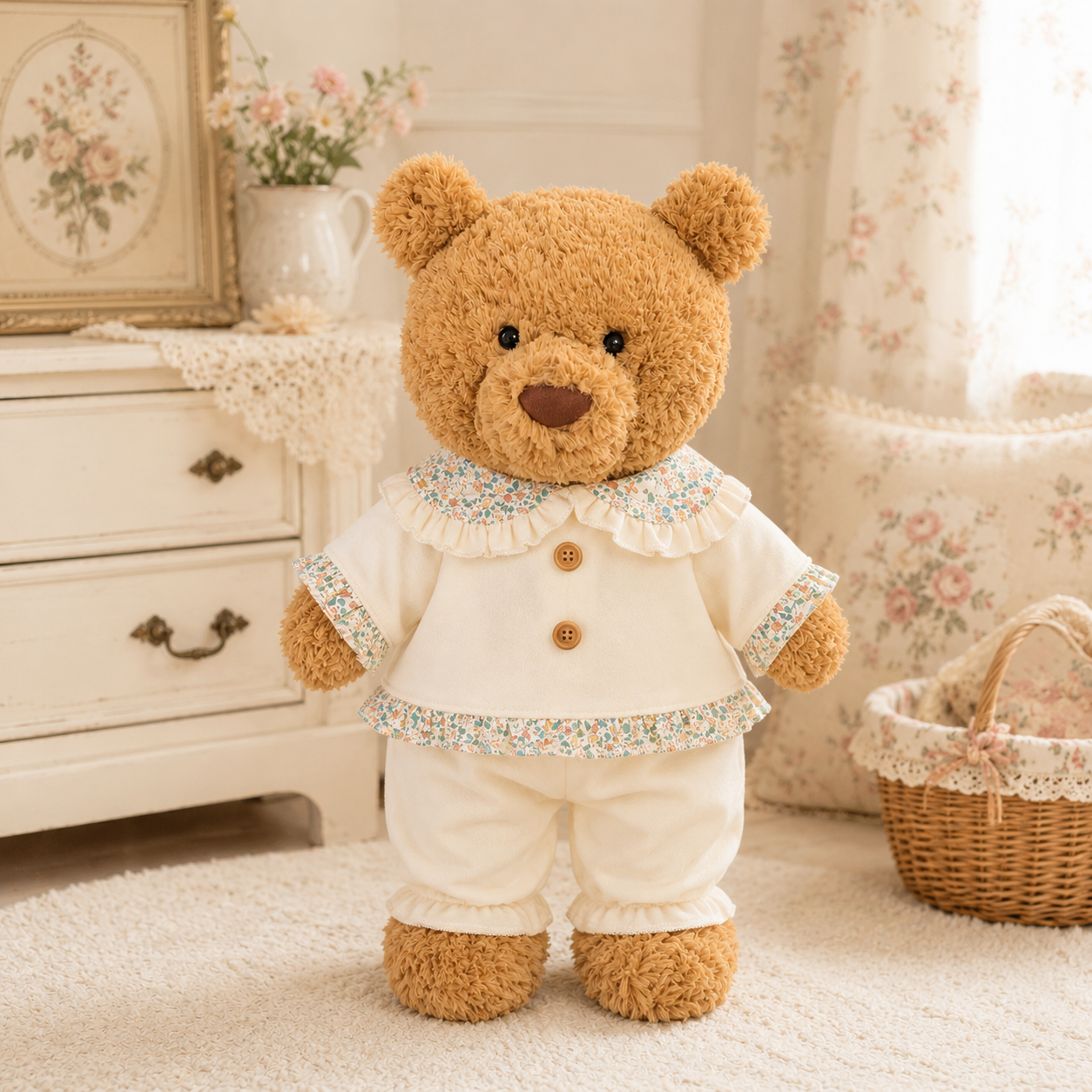 Large Bartholomew Bear & 16" Plush Clothes Outfit - Yellow Pajama Set