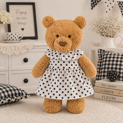 Large Bartholomew Bear & 16" Plush Clothes Outfit - Polka Dot Dress