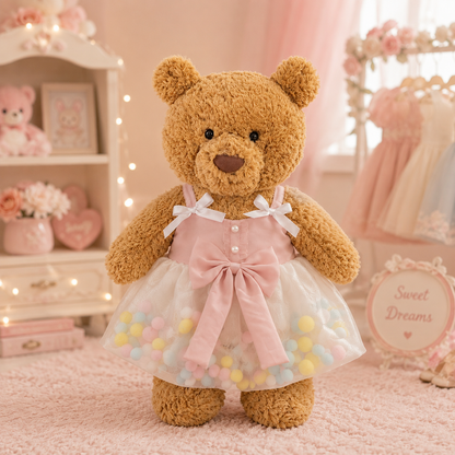 Rainbow Pom-Pom Dress for Bartholomew Bear Plush – 14-Inch Outfit
